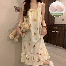 批发爱丽#爆款带胸垫<b class='q'>睡衣</b>女夏季泡泡棉吊带少女甜美<b class='q'>可爱</b>可外穿睡裙