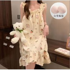 批发爱丽#爆款带胸垫<b class='q'>睡衣</b>女夏季泡泡棉吊带少女甜美<b class='q'>可爱</b>可外穿睡裙