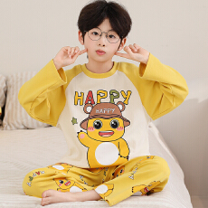 批发利鑫<b class='q'>春</b>秋季儿童长袖圆领6535棉男孩女童中大童睡衣套装家居服