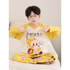 批发利鑫<b class='q'>春</b>秋季儿童长袖圆领6535棉男孩女童中大童睡衣套装家居服