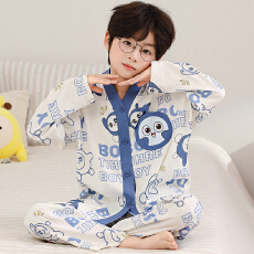 批发【利鑫】春秋儿童长袖云朵棉V领<b class='q'>开衫</b>中大童男女孩睡衣套装家居服