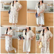 批发韩国ins简约云朵棉加长加宽卡通印花可爱少女可外穿舒适睡眠睡裙