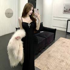 批发新款清甜网纱长款裙子修身显吊带打底无袖精致包臀<b class='q'>连衣裙</b>