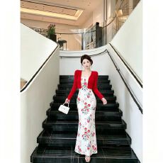 批发（带胸垫）无袖抹胸连衣裙女夏季新款修身显瘦长袖开衫两件套