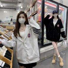 批发连帽美式ins2025开衫休闲刺绣卫衣四条<b class='q'>外套</b><b class='q'>格子</b>新款情侣宽松学生