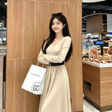 批发法式复古气质高级感腰带修身长袖<b class='q'>连衣裙</b>女2026秋季新款赫本风裙子