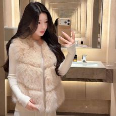 批发秋冬季温柔氛围感拼接毛毛马甲女白月光外穿大小姐外套韩版坎肩