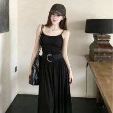 批发三件套韩系设计感长袖开衫连衣裙腰带女秋季新款修身显瘦时尚百搭