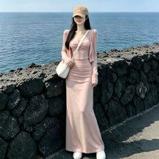 批发三件套高级气质套装裙女2026夏秋新款时尚开衫扭结吊带鱼尾半身裙