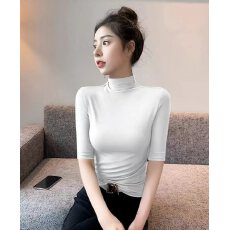 批发莫代尔半高领打底衫女春秋内搭五分<b class='q'>袖</b><b class='q'>t</b><b class='q'>恤</b>肌理感修身上衣2026新款