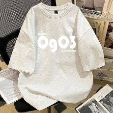 批发官图特价200克纯棉大码韩版宽松休闲印花T恤<b class='q'>夏</b>新款百搭落肩短袖女