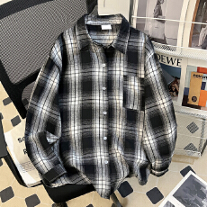 批发特价【实拍 原版质量】大码女装开衫格子<b class='q'>衬衫</b><b class='q'>外套</b>女春秋季上衣
