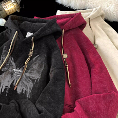 批发特价官图华棉复天鹅绒】特大码300斤印花卫衣<b class='q'>男</b>女加绒加厚<b class='q'>外套</b>潮