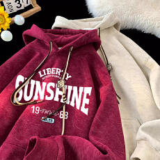 批发特价官图华棉复天鹅绒】特大码300斤印花卫衣<b class='q'>男</b>女加绒加厚<b class='q'>外套</b>潮