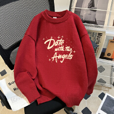 批发特价实拍毛衣印花600克大码M-4XL300斤秋冬宽松针织男女情侣同款