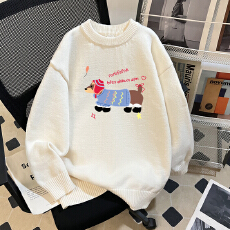 批发特价实拍毛衣印花600克大码M-4XL300斤秋冬宽松针织男女情侣同款