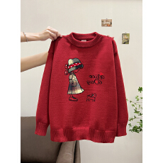 批发特价实拍毛衣印花600克大码M-4XL300斤秋冬宽松针织男女情侣同款