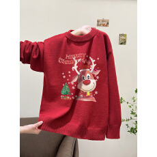 批发特价实拍毛衣印花600克大码M-4XL300斤秋冬宽松针织男女情侣同款