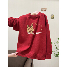 批发特价实拍毛衣印花600克大码M-4XL300斤秋冬宽松针织男女情侣同款