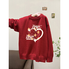 批发特价实拍毛衣印花600克大码M-4XL300斤秋冬宽松针织男女情侣同款