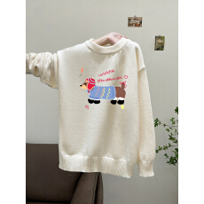 批发特价实拍毛衣印花600克大码M-4XL300斤秋冬宽松针织男女情侣同款