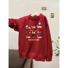 批发特价实拍毛衣印花600克大码M-4XL300斤秋冬宽松针织男女情侣同款