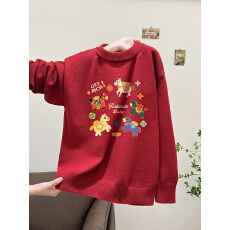 批发特价实拍毛衣印花600克大码M-4XL300斤秋冬宽松针织男女情侣同款