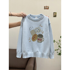 批发特价实拍毛衣印花600克大码M-4XL300斤秋冬宽松针织男女情侣同款