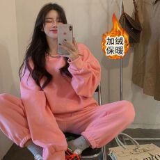 批发运动套装新款卫衣套装秋冬加绒运动服时尚韩版宽松加厚休闲两件套