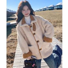 批发麂皮绒双面穿羊羔毛外套<b class='q'>女</b>秋冬2025新款韩版气质高级感轻奢加厚