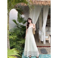 批发法式气质刺绣蕾丝吊带<b class='q'>连衣裙</b>女夏高级感气质初恋海边度假沙滩长裙