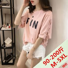 批发新款特<b class='q'>加肥</b><b class='q'>加大</b>码<b class='q'>女装</b>200斤胖mm夏装绑带上衣 短袖宽松t恤女