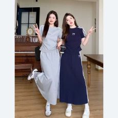 批发韩系夏天穿搭一整套T恤女2026夏季新款胖MM显瘦运动休闲套装裙