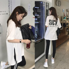 批发运动套装女夏新款宽松五分袖+<b class='q'>打底裤</b>两件套显瘦休闲运动套装