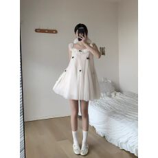批发春夏独特漂亮蝴蝶结超仙甜美<b class='q'>娃娃</b>裙miu系千金蕾丝薄纱吊带<b class='q'>连衣裙</b>