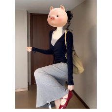 批发法式灰色挂脖吊带连衣裙子女2026夏春秋穿搭一整套气质包臀<b class='q'>长裙</b>