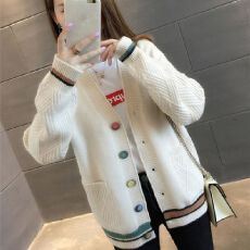 批发懒惰风女装宽松<b class='q'>长袖</b><b class='q'>外套</b>女新款学院风上衣百搭显瘦针织开衫潮