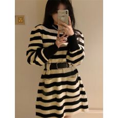 批发显瘦设计感针织打底<b class='q'>连衣裙</b>女宽松慵懒风毛衣裙