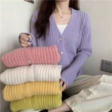 批发毛衣女初春秋季新<b class='q'>短</b>款宽松上衣温柔慵懒针织开衫外套