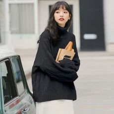 批发加厚高领毛衣女内搭新款秋冬可外穿慵懒风<b class='q'>日系</b>中长款宽松
