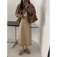 批发高腰直筒针织半身裙女秋<b class='q'>冬</b><b class='q'>冬</b>季中长款流苏裙子复古半裙<b class='q'>冬</b>天配毛衣