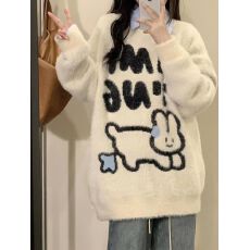 批发学院风甜美可爱小兔软糯<b class='q'>毛衣</b>女学生秋冬新款小个子宽松百搭针织衫