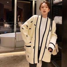 批发法式小香风立体花开<b class='q'>衫</b>女秋冬外搭毛衣长袖慵懒风<b class='q'>针织</b>宽松外套