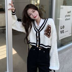 批发松本丧丧学院风针织开衫女短款2026早秋新款慵懒<b class='q'>宽松</b>复古毛衣外套