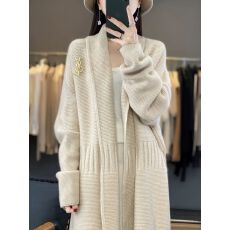 批发带腰带开衫女秋冬款针织大衣加厚外套宽松慵懒中<b class='q'>长款</b>毛衣YY