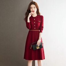 批发毛衣裙女秋冬季新款高级中长款配大衣羊毛针织<b class='q'>连衣裙</b>打底裙