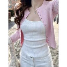 批发纯欲风<b class='q'>针织</b>吊带背心长袖<b class='q'>开衫</b>女春秋新款韩系小个子减龄两件套