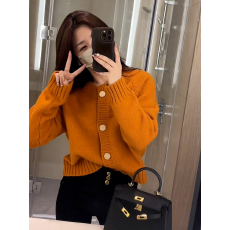 批发慵懒复古圆领单排扣针织开衫<b class='q'>女</b>秋冬新款韩版宽松百搭开衫外套上衣