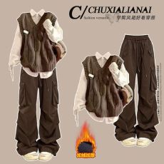 批发韩系学院风软糯麻花外穿针织<b class='q'>毛衣</b>背心马甲女学生马夹