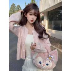 批发韩系柔软<b class='q'>针织</b>镂空<b class='q'>开衫</b>女春秋新款气质休闲百搭显瘦长袖镂空上衣